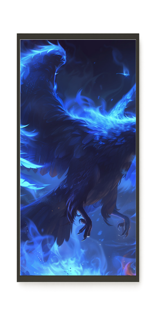 Blue Fire Bird Canvas Wall Art