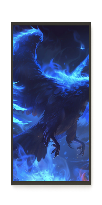 Blue Fire Bird Canvas Wall Art