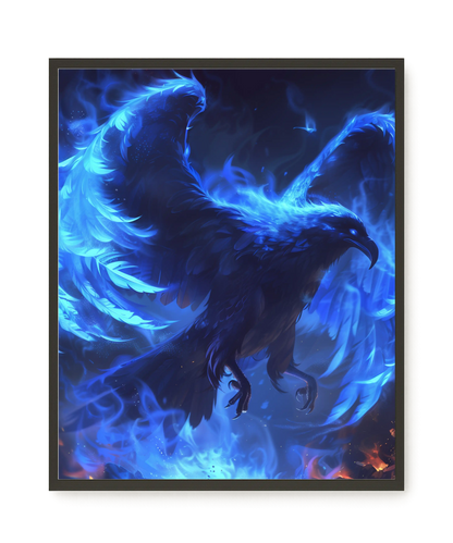Blue Fire Bird Canvas Wall Art