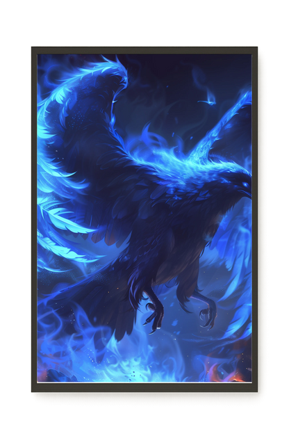 Blue Fire Bird Canvas Wall Art