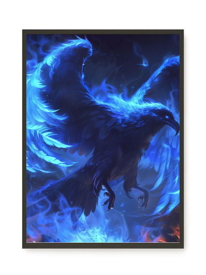 Blue Fire Bird Canvas Wall Art