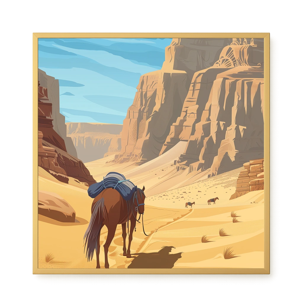 Camel Caravan Path Canvas Wall Art