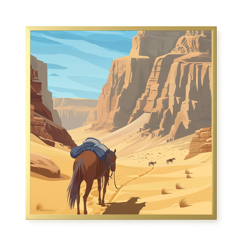 Camel Caravan Path Canvas Wall Art