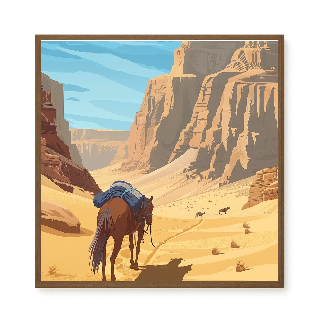 Camel Caravan Path Canvas Wall Art