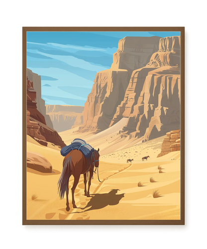 Camel Caravan Path Canvas Wall Art
