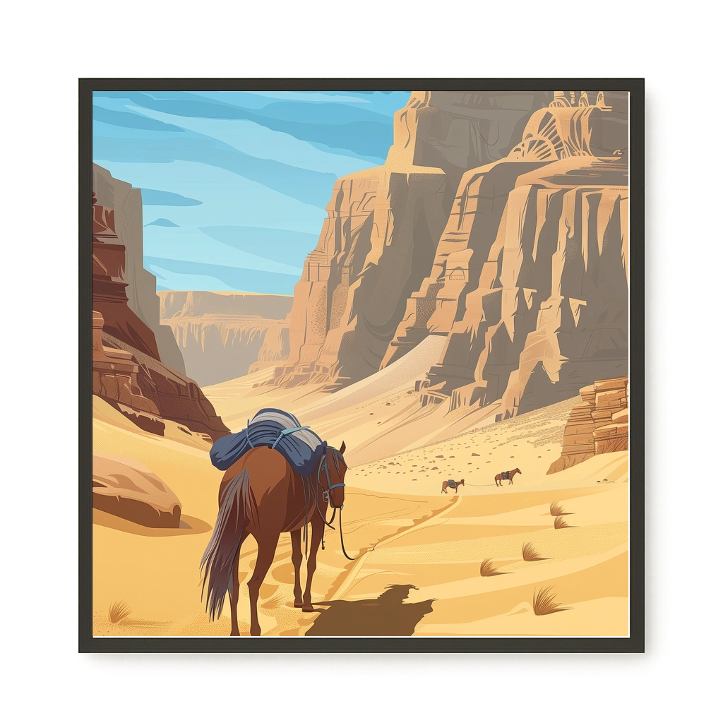 Camel Caravan Path Canvas Wall Art