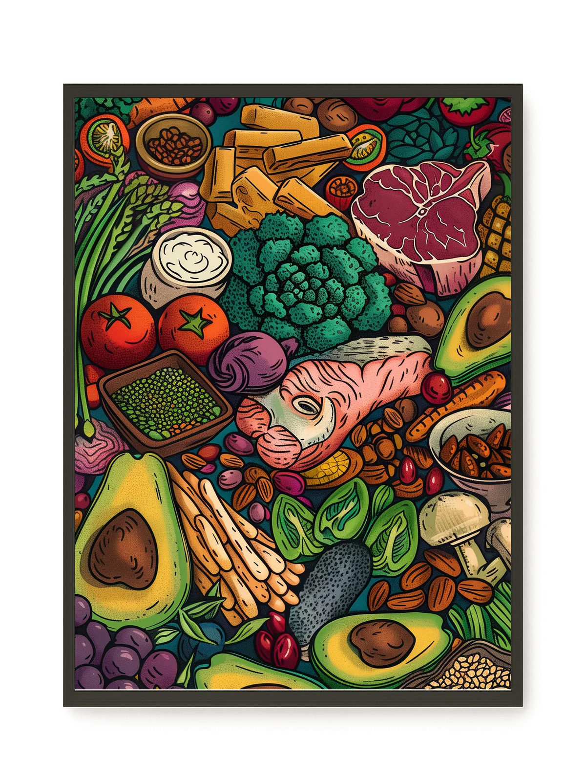Balanced Healthy Food Canvas Wall Art