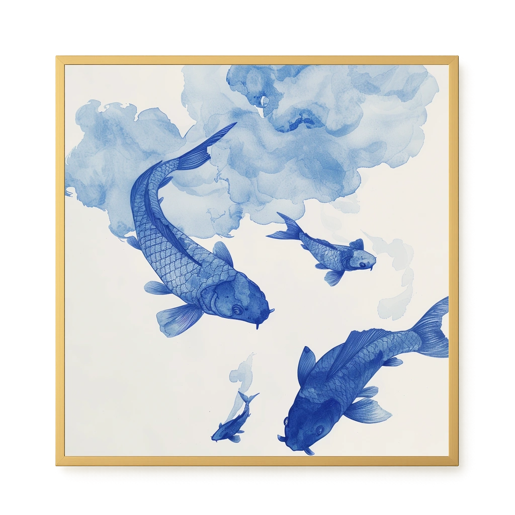 Blue Watercolor Fish Canvas Print
