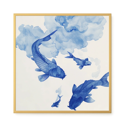 Blue Watercolor Fish Canvas Print