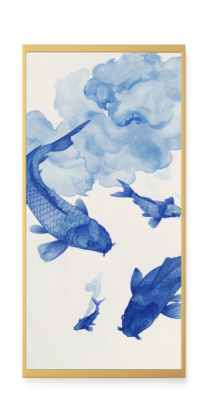 Blue Watercolor Fish Canvas Print