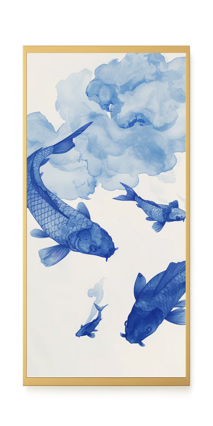 Blue Watercolor Fish Canvas Print