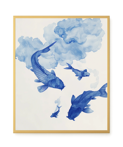 Blue Watercolor Fish Canvas Print