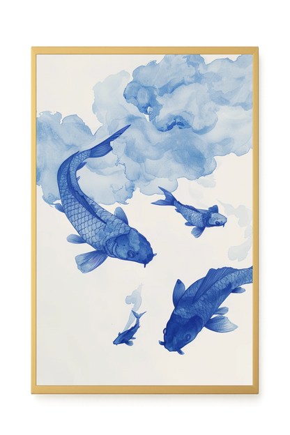 Blue Watercolor Fish Canvas Print
