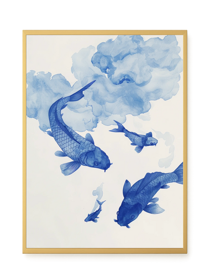Blue Watercolor Fish Canvas Print