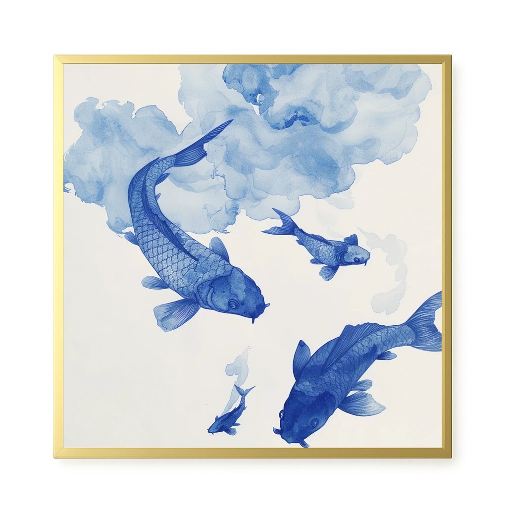 Blue Watercolor Fish Canvas Print