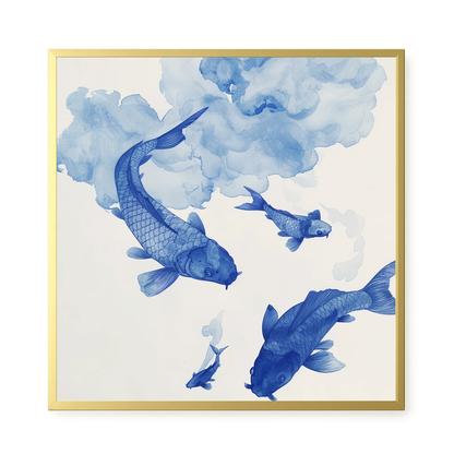 Blue Watercolor Fish Canvas Print