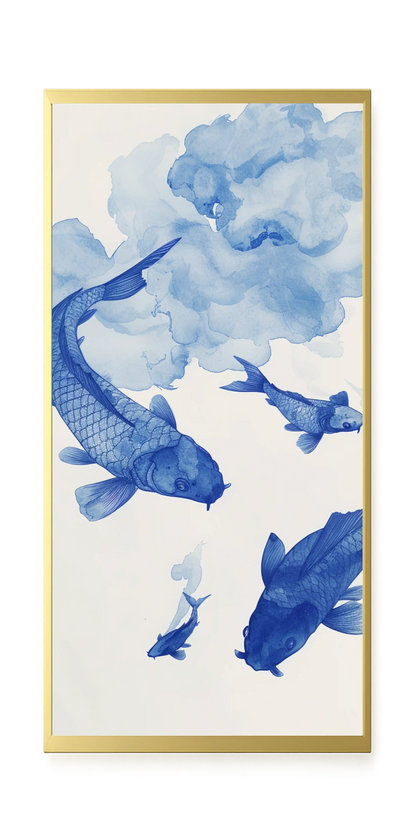 Blue Watercolor Fish Canvas Print