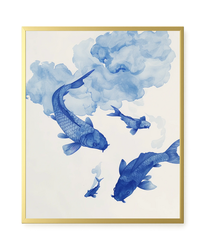 Blue Watercolor Fish Canvas Print