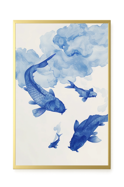 Blue Watercolor Fish Canvas Print
