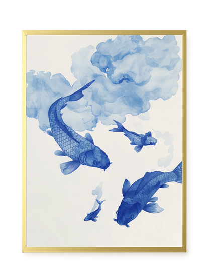 Blue Watercolor Fish Canvas Print