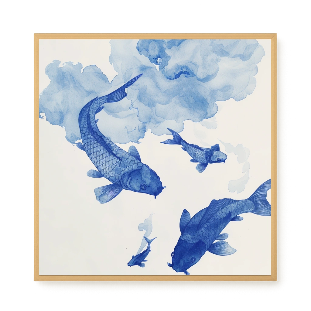 Blue Watercolor Fish Canvas Print