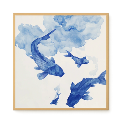 Blue Watercolor Fish Canvas Print