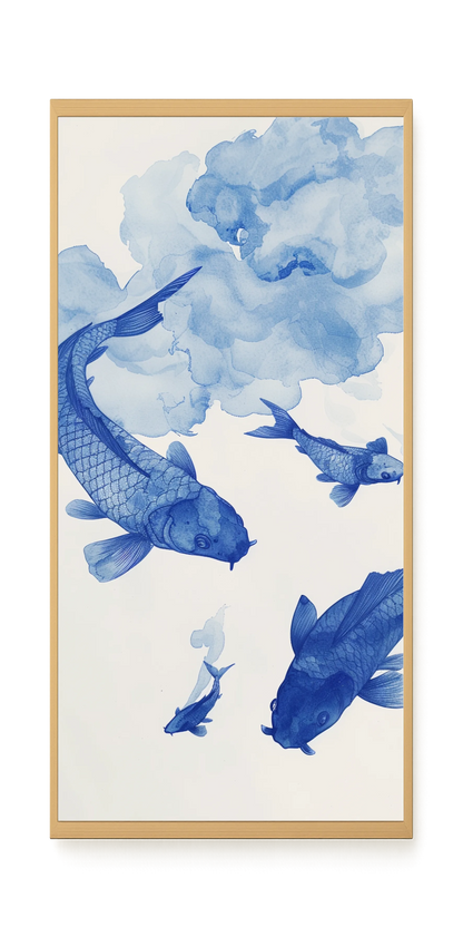 Blue Watercolor Fish Canvas Print