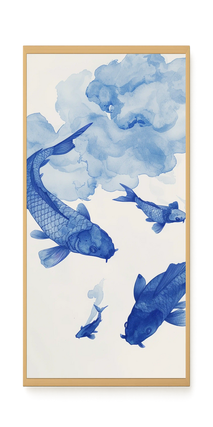 Blue Watercolor Fish Canvas Print