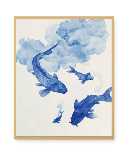 Blue Watercolor Fish Canvas Print