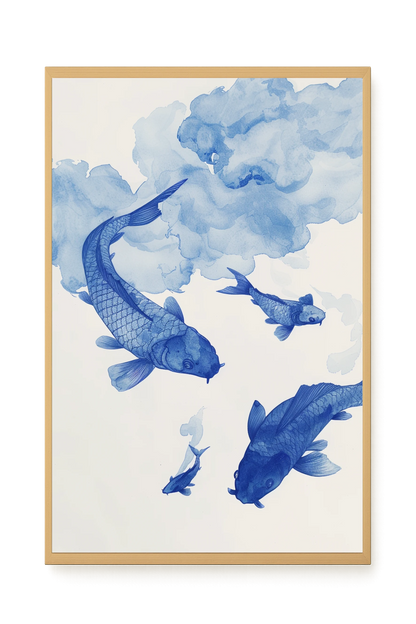 Blue Watercolor Fish Canvas Print