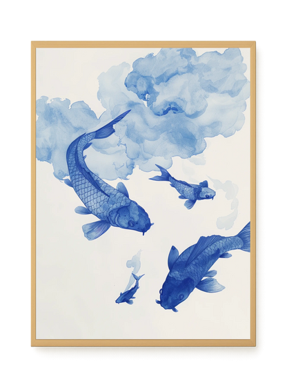 Blue Watercolor Fish Canvas Print
