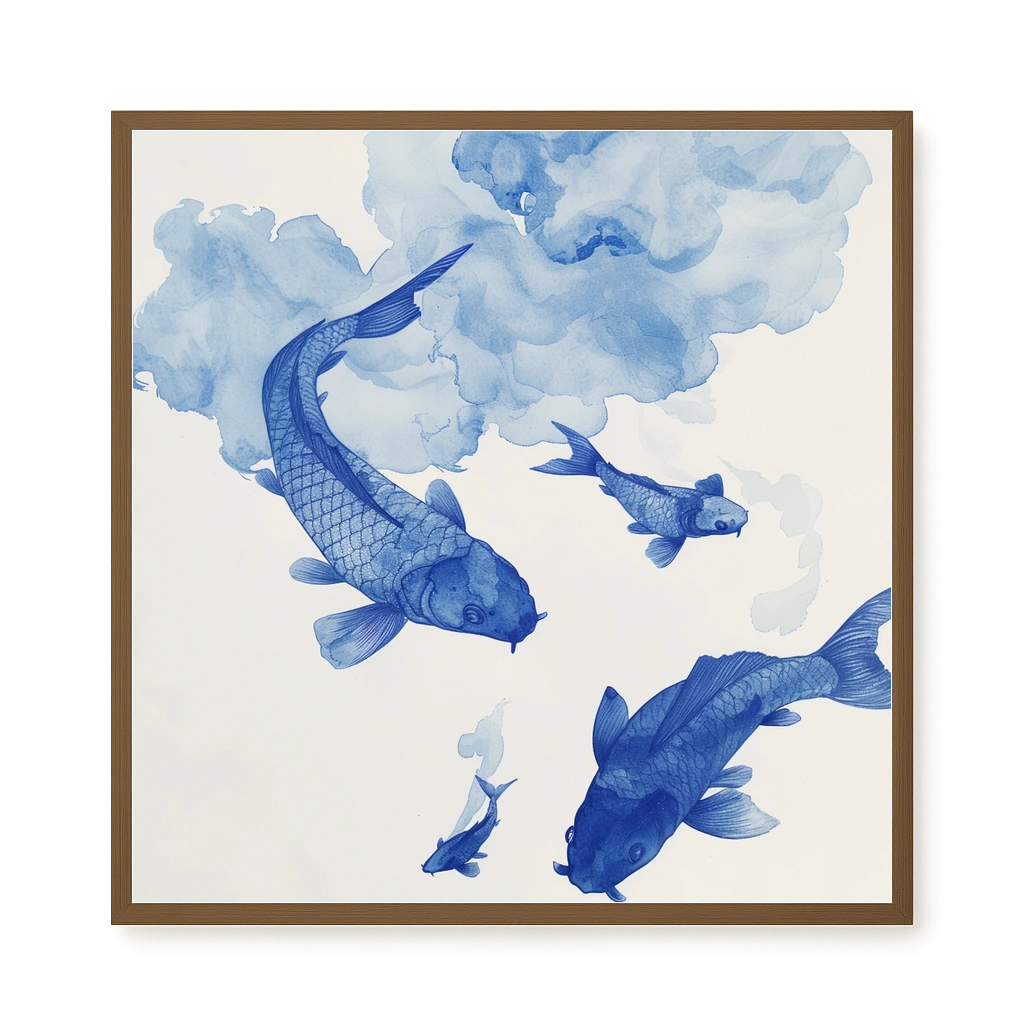 Blue Watercolor Fish Canvas Print