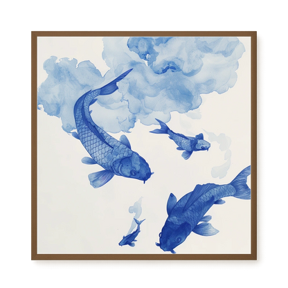 Blue Watercolor Fish Canvas Print