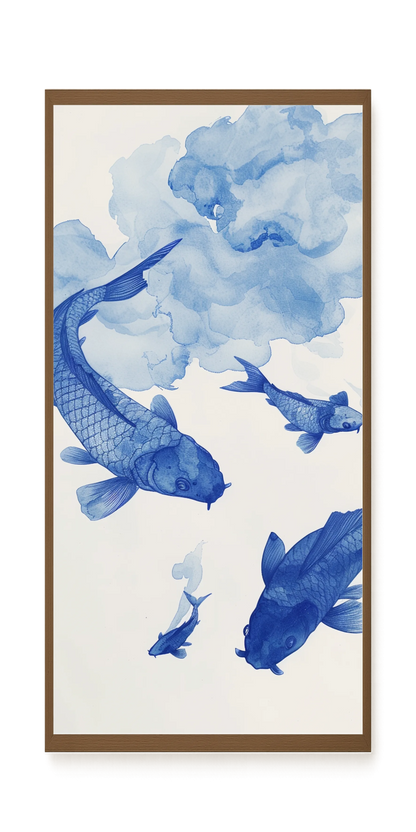 Blue Watercolor Fish Canvas Print