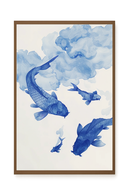 Blue Watercolor Fish Canvas Print