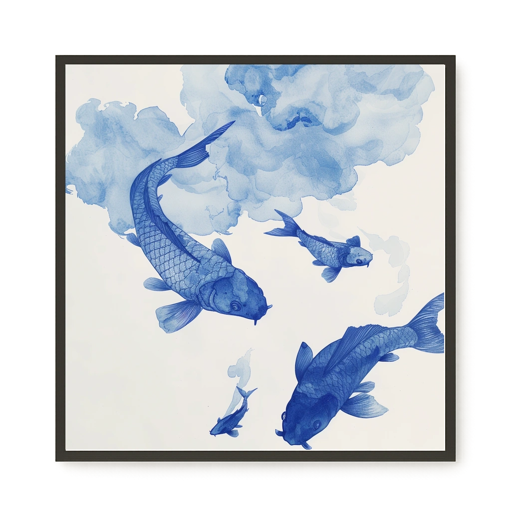 Blue Watercolor Fish Canvas Print