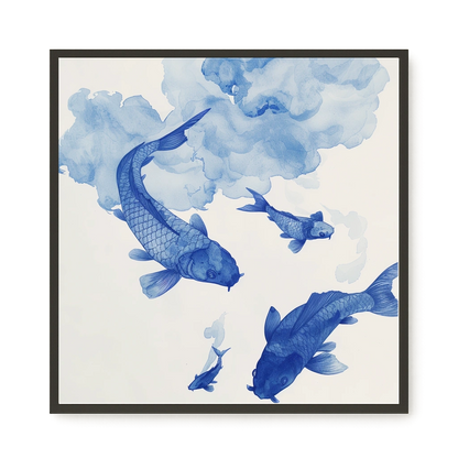 Blue Watercolor Fish Canvas Print