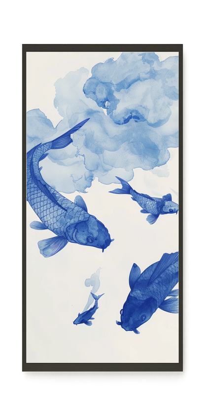 Blue Watercolor Fish Canvas Print