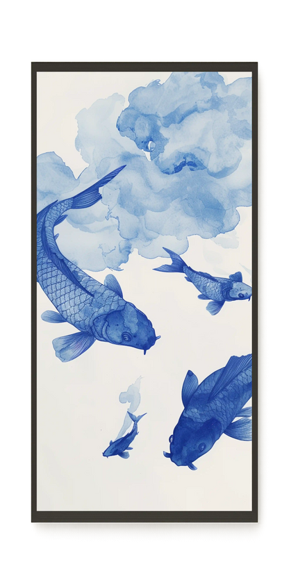 Blue Watercolor Fish Canvas Print