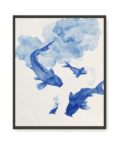 Blue Watercolor Fish Canvas Print