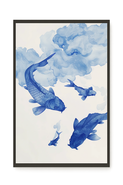 Blue Watercolor Fish Canvas Print