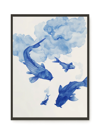 Blue Watercolor Fish Canvas Print