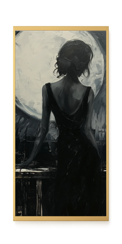 Woman Facing the Moon Canvas Wall Art