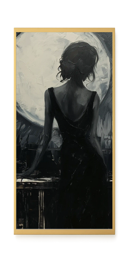 Woman Facing the Moon Canvas Wall Art