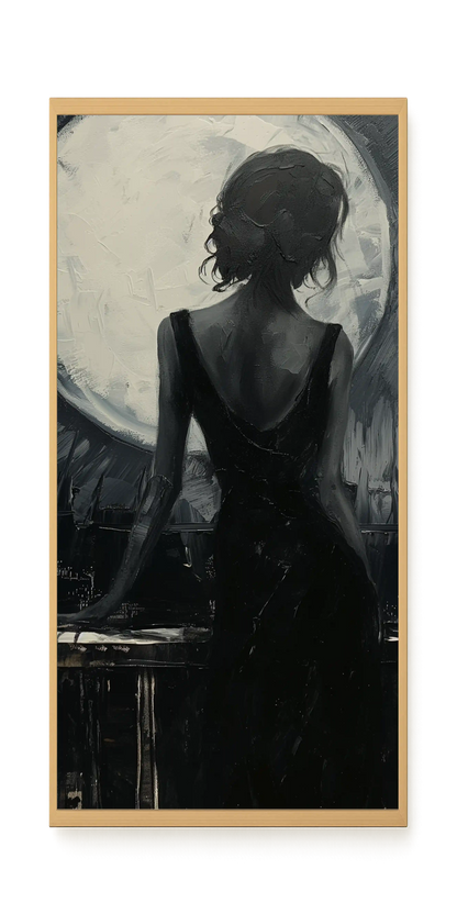 Woman Facing the Moon Canvas Wall Art