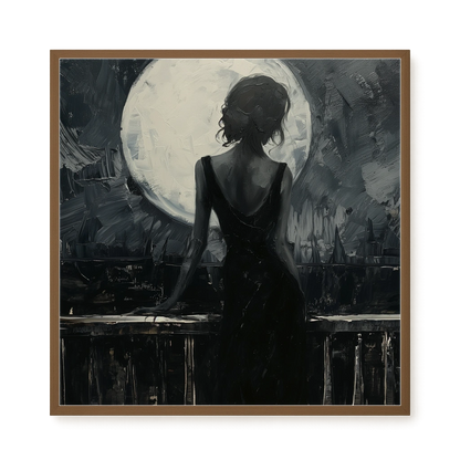 Woman Facing the Moon Canvas Wall Art