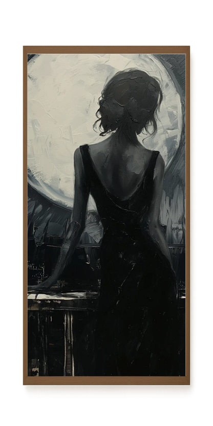 Woman Facing the Moon Canvas Wall Art
