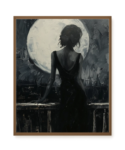 Woman Facing the Moon Canvas Wall Art