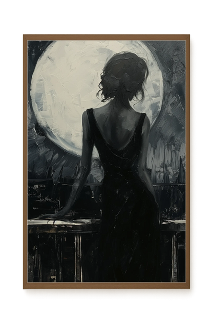 Woman Facing the Moon Canvas Wall Art