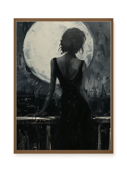 Woman Facing the Moon Canvas Wall Art